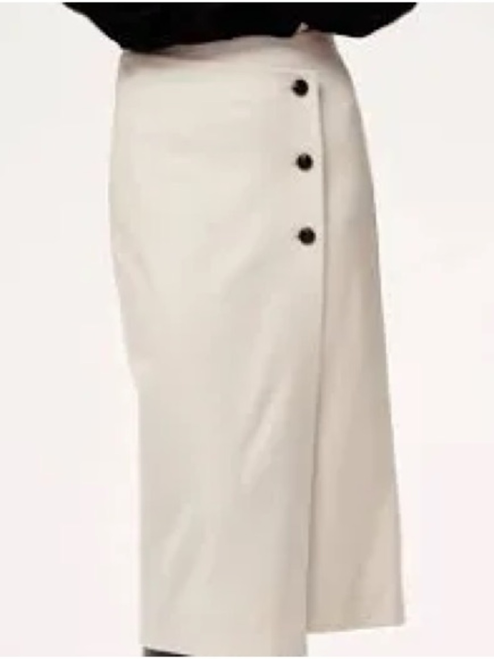 Aritzia Babaton Billy Crossover Cream Button-Detail Pencil Skirt Size 4